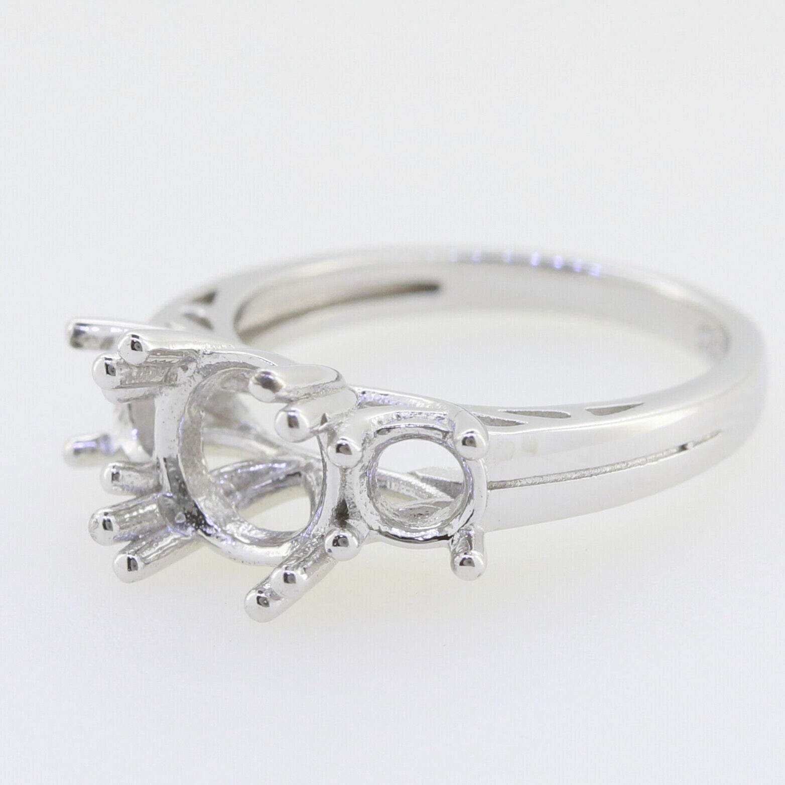 Platinum Semi Mount Ring Setting Round RD 8x8mm 5x5mm 3 Stone Ring Syzjewelry
