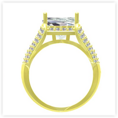 18K Gold Semi Mount Ring Setting Cushion 11x11mm Diamond Accent DHJ