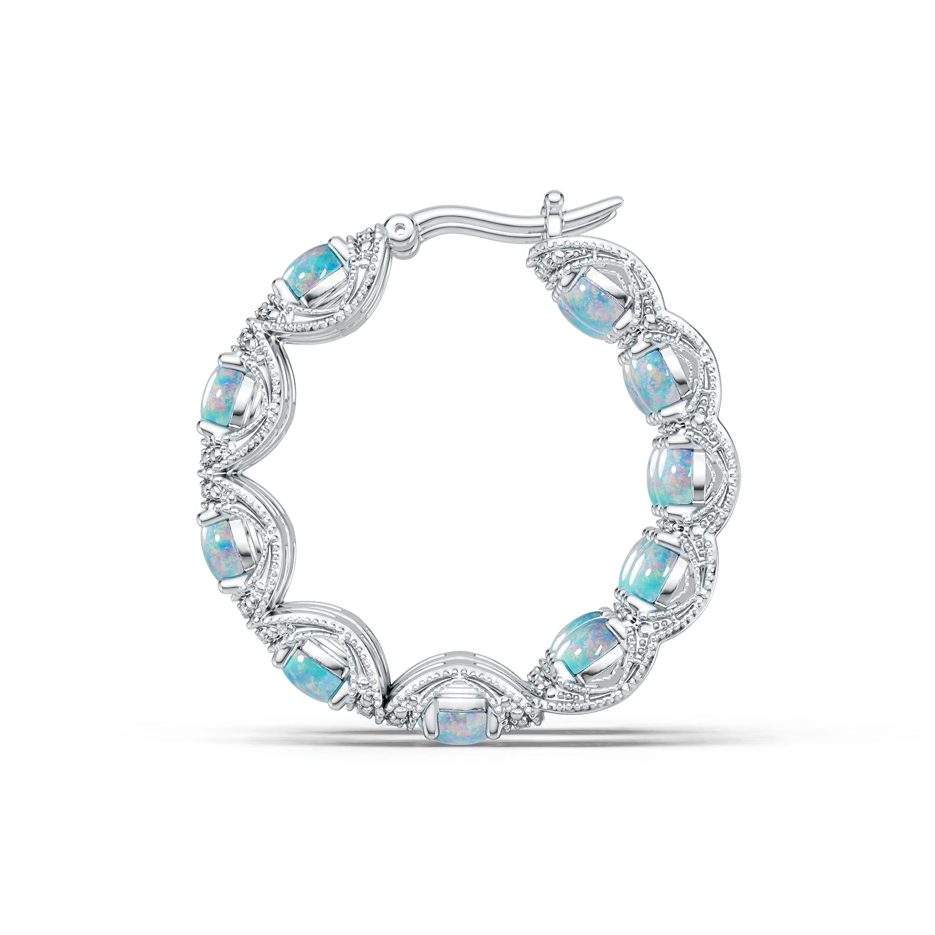 Sterling Silver Semi Mount Earrings Setting Round RD 5x5mm Cabochon DHJ