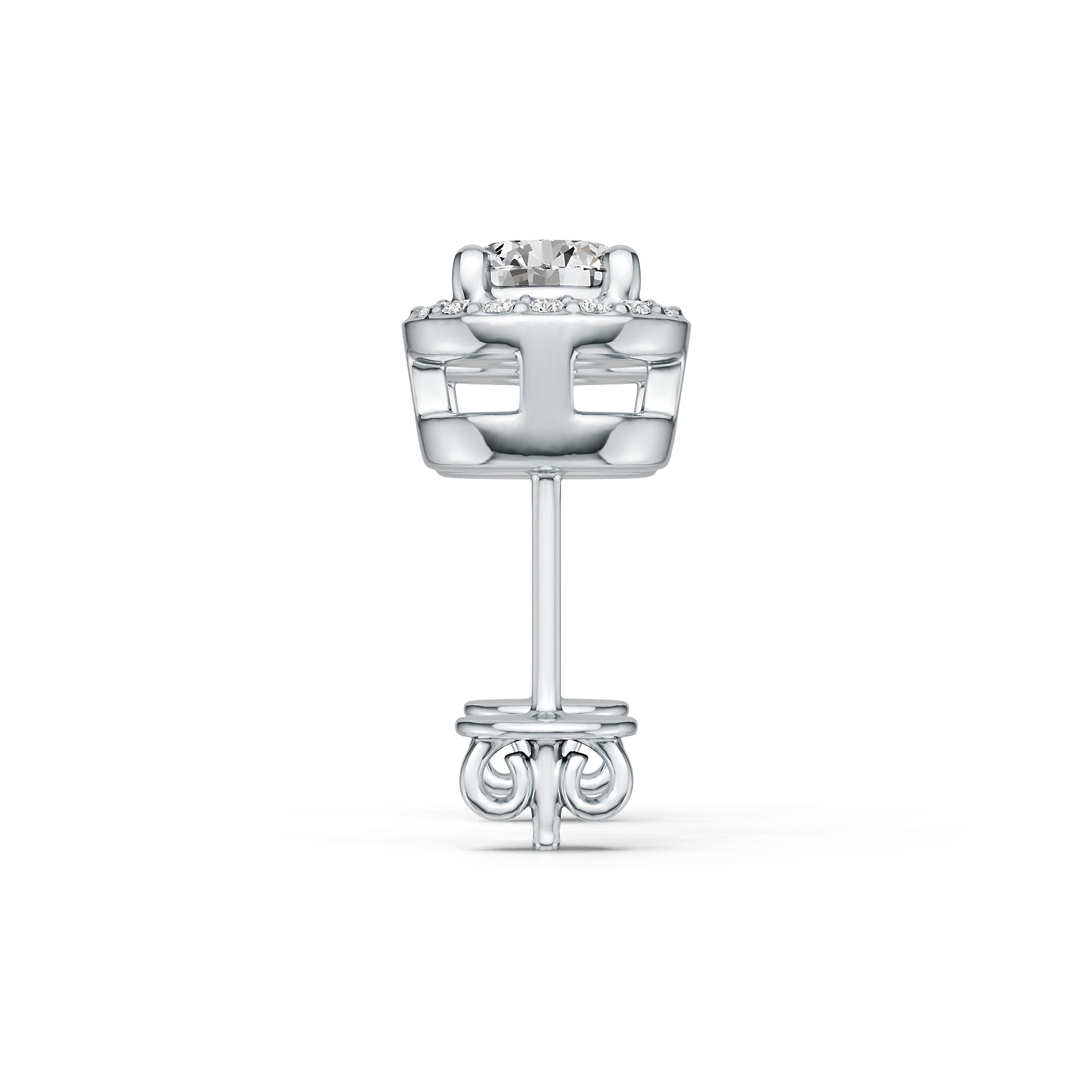 Sterling Silver Semi Mount Earrings Setting Round RD 4x4mm Halo DHJ