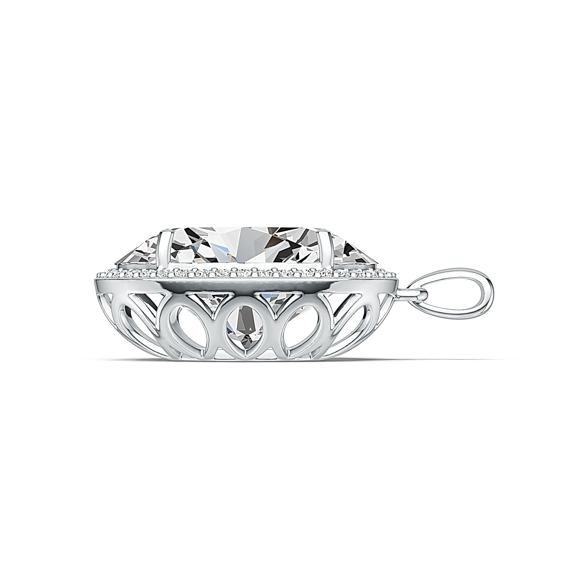 10K Gold Semi Mount Pendant Setting Oval OV 21X16mm Moissanite Accent DHJ