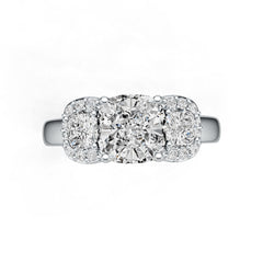 18K Gold Semi Mount Ring Setting Cushion CU 7.5X7.5mm CU 4X4mm Diamond Accent DHJ