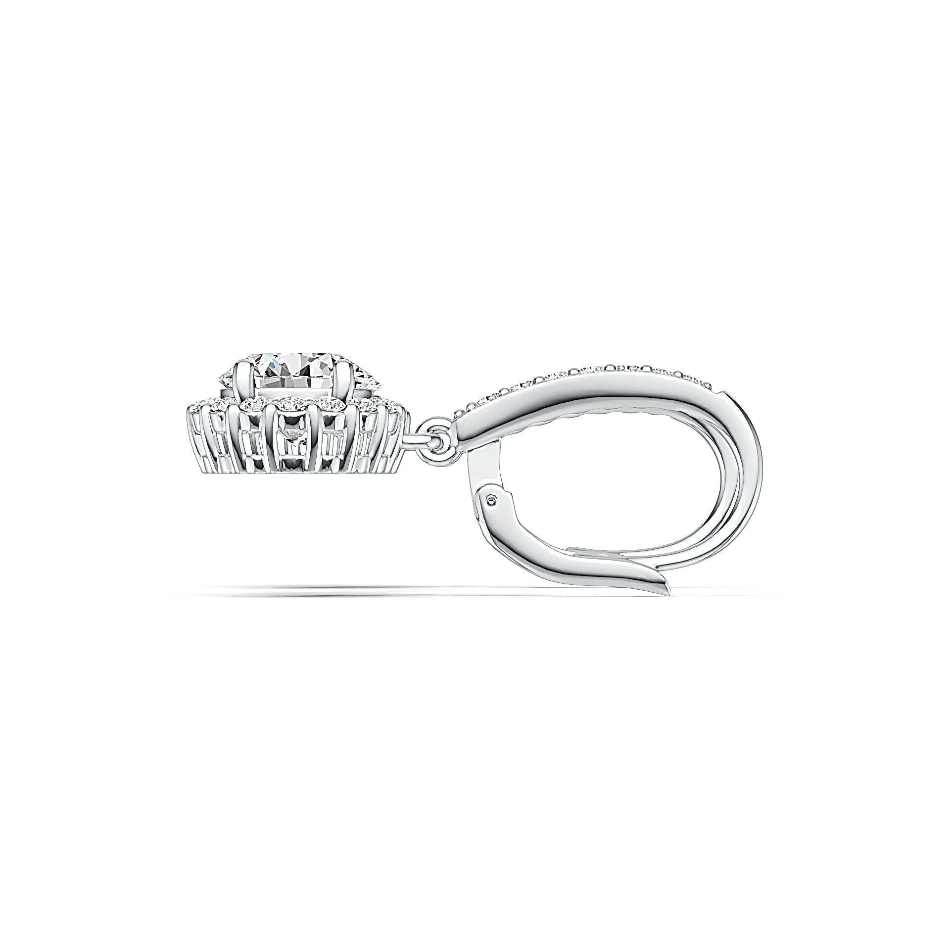 10K Gold Semi Mount Earrings Setting Round RD 8x8mm Halo Drop Earrings Moissanite Accent DHJ