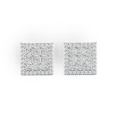 Platinum Semi Mount Earrings Setting Princess SQ 3X3mm with Diamond Accent DHJ