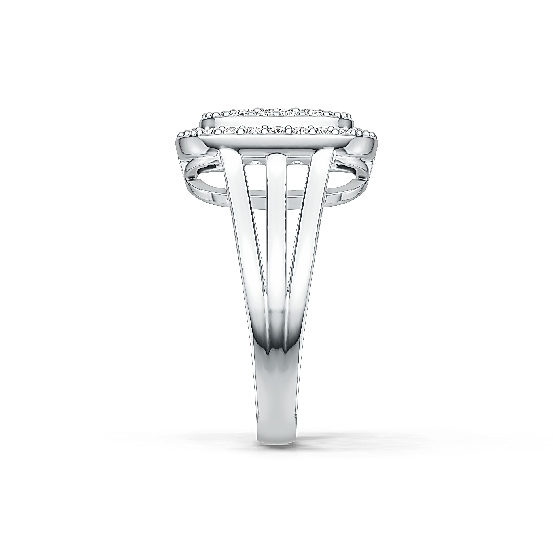 Sterling Silver Cluster Engagement Ring with White Topaz or Moissanite DHJ