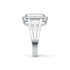 Sterling Silver Cluster Engagement Ring with White Topaz or Moissanite DHJ