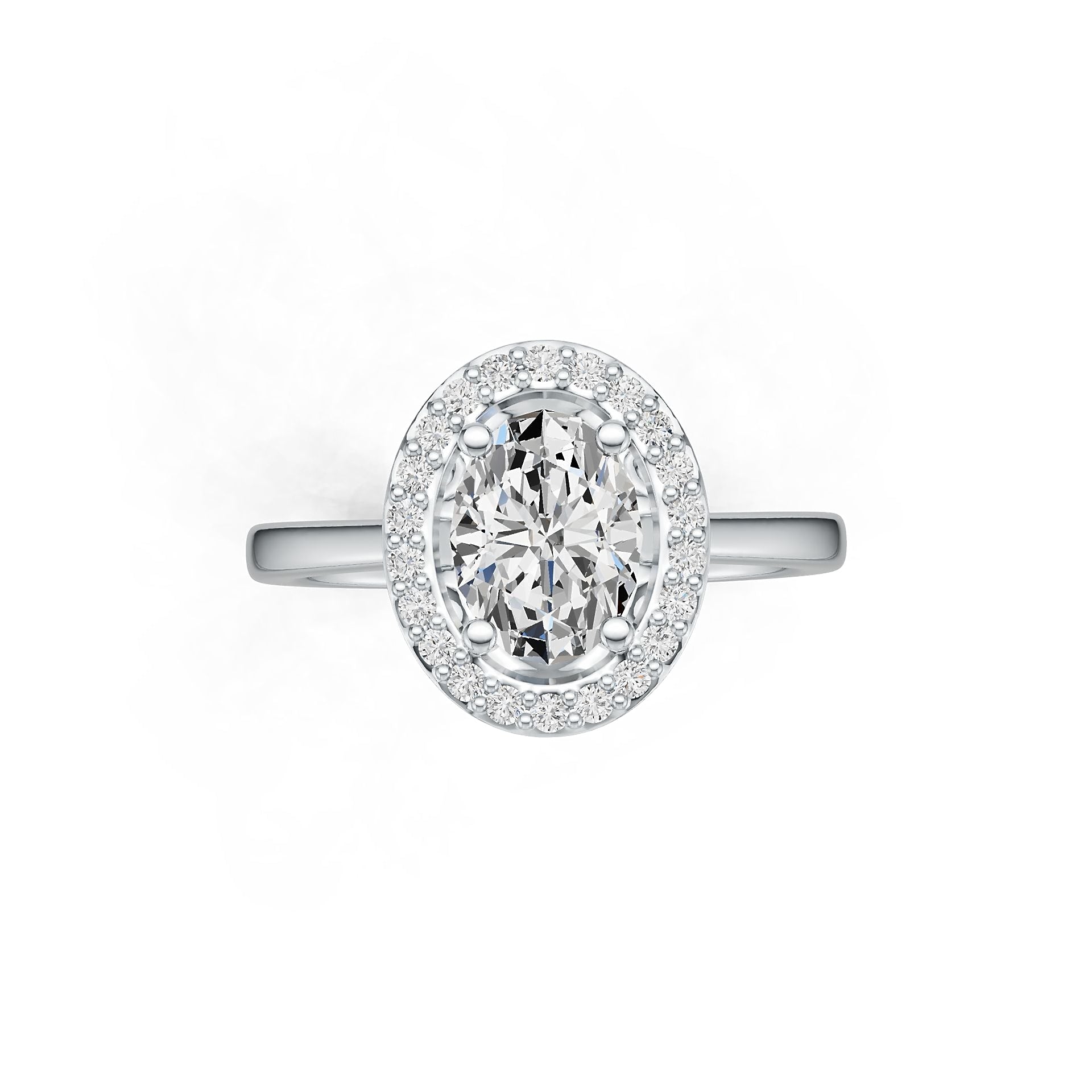 18K Gold Semi Mount Ring Setting Oval OV 8X6mm Halo Diamond Accent DHJ