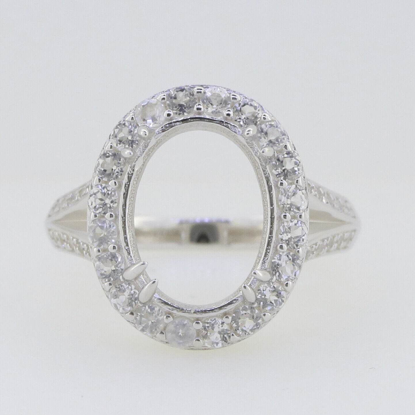 18K Gold Semi Mount Ring Setting Oval OV 13X10mm Halo Split Shank Diamond Accent Syzjewelry