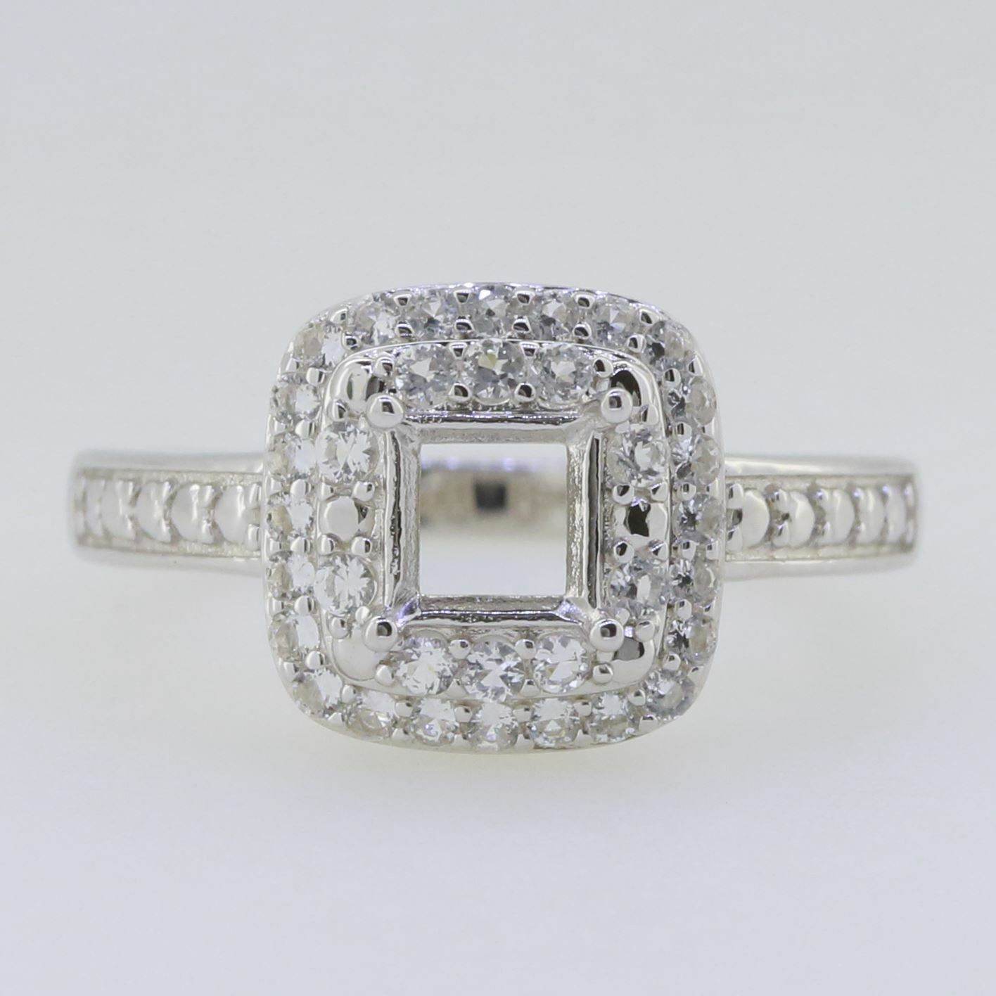 10K Gold Semi Mount Ring Setting Princess SQ 5X5mm Moissanite Accent Syzjewelry