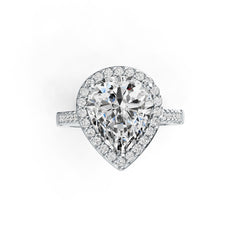 14K Gold Semi Mount Ring Setting Pear PE 12X10mm Halo Diamond Accent DHJ