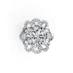10K Gold Semi Mount Ring Setting Oval OV 12X10mm with White Topaz Moissanite Accent DHJ
