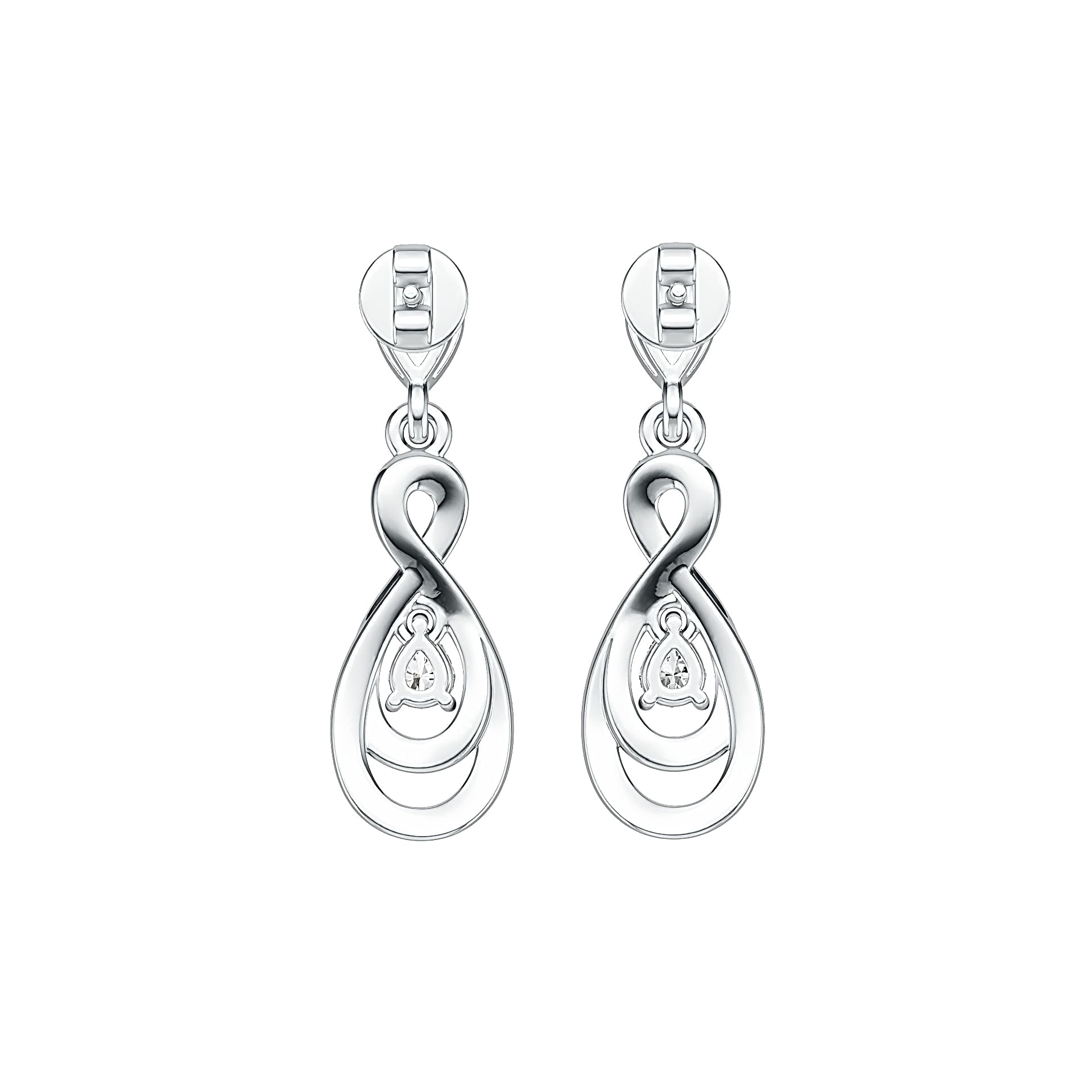 14K Gold Semi Mount Earrings Setting Pear PE 4X3mm Infinity Teardrop Diamond Accent DHJ