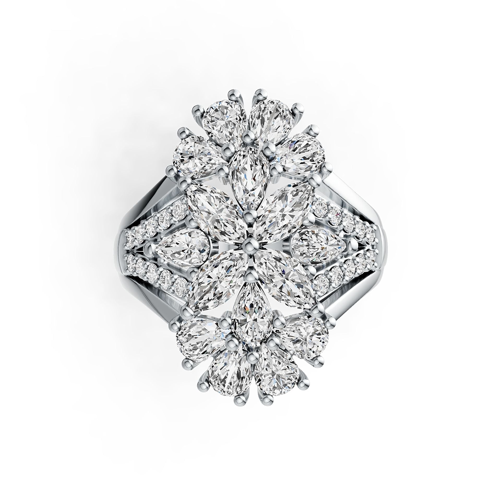 Platinum Semi Mount Ring Setting Marquise MQ 6X3mm PE 5X3mm PE 4X3mm Diamond Accent DHJ