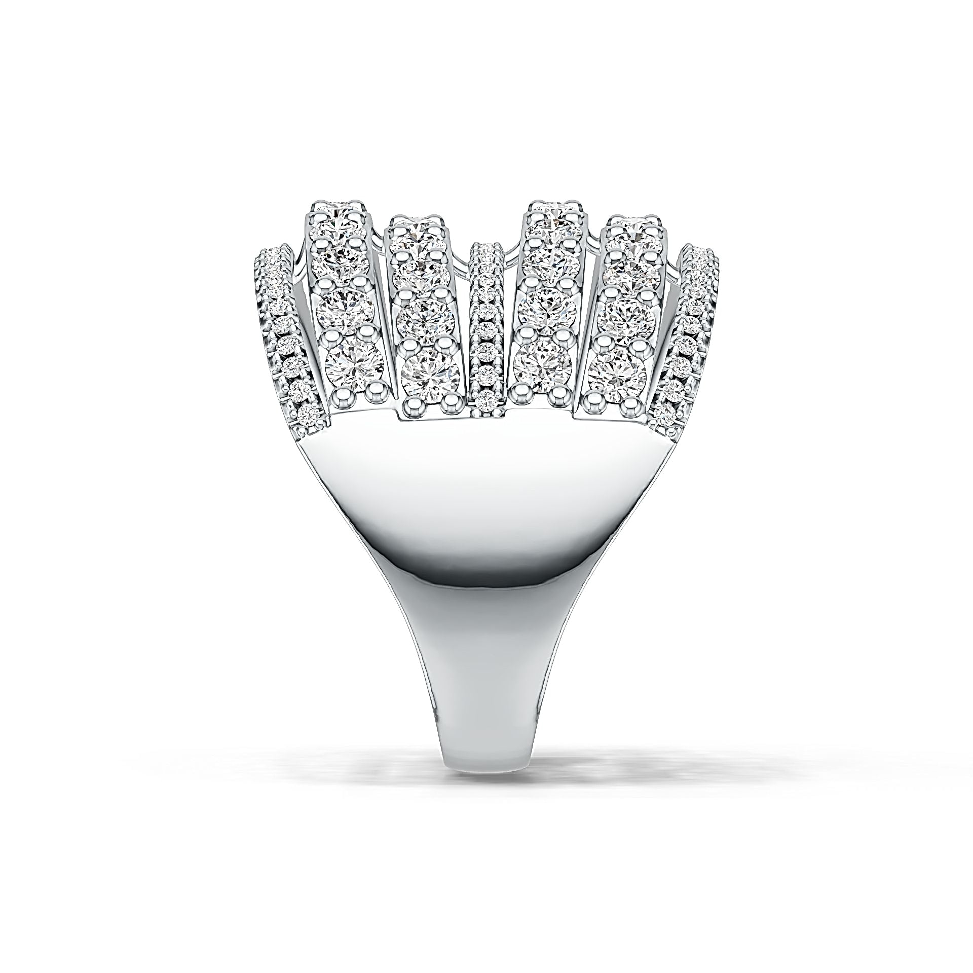 Sterling Silver Multi-Row Cocktail Ring with White Topaz or Moissanite DHJ