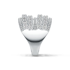 Sterling Silver Multi-Row Cocktail Ring with White Topaz or Moissanite DHJ