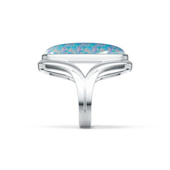 Sterling Silver Semi Mount Ring Setting Oval OV 25X10.3mm Cabochon DHJ