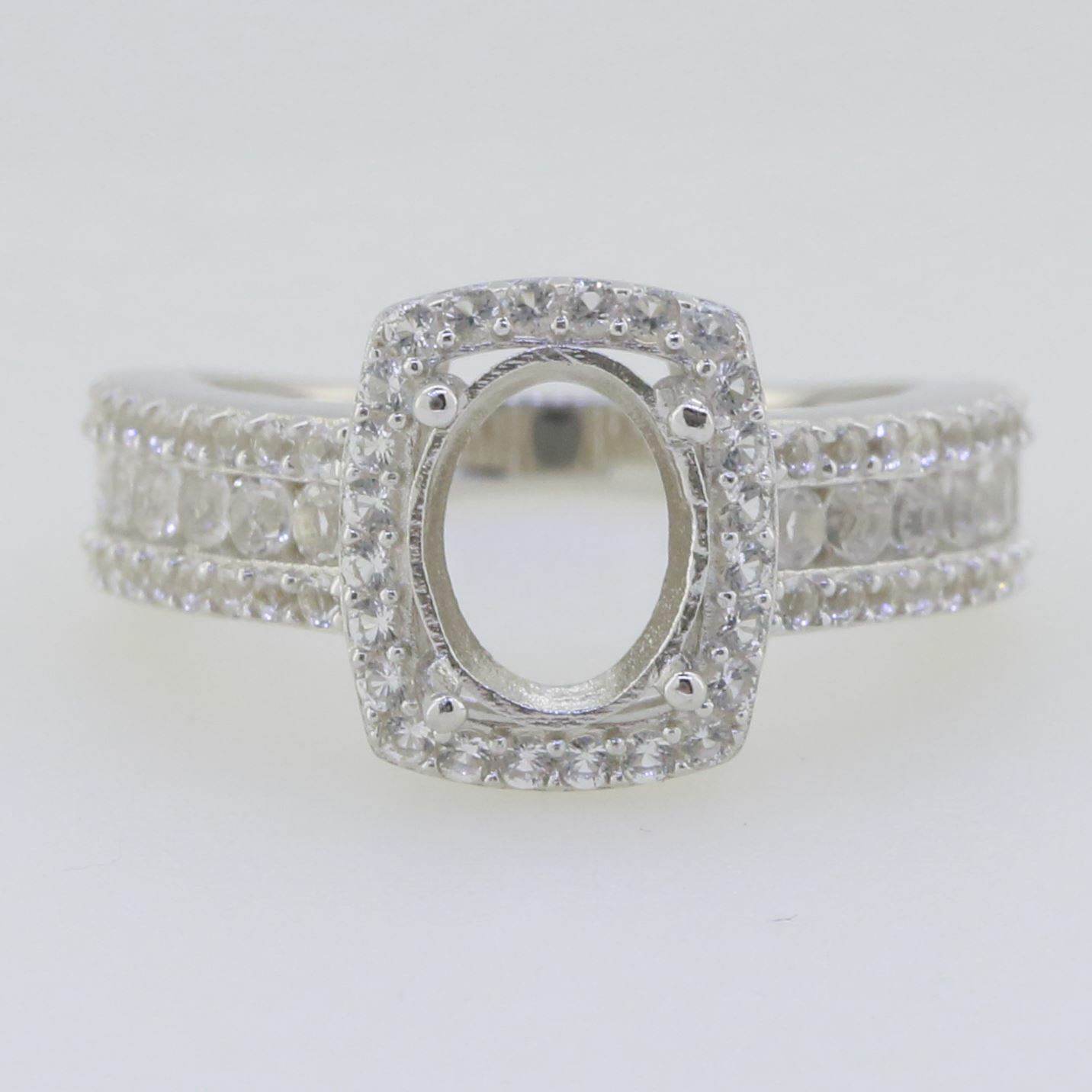 10K Gold Semi Mount Ring Setting Oval OV 9X7mm Halo Moissanite Accent Syzjewelry