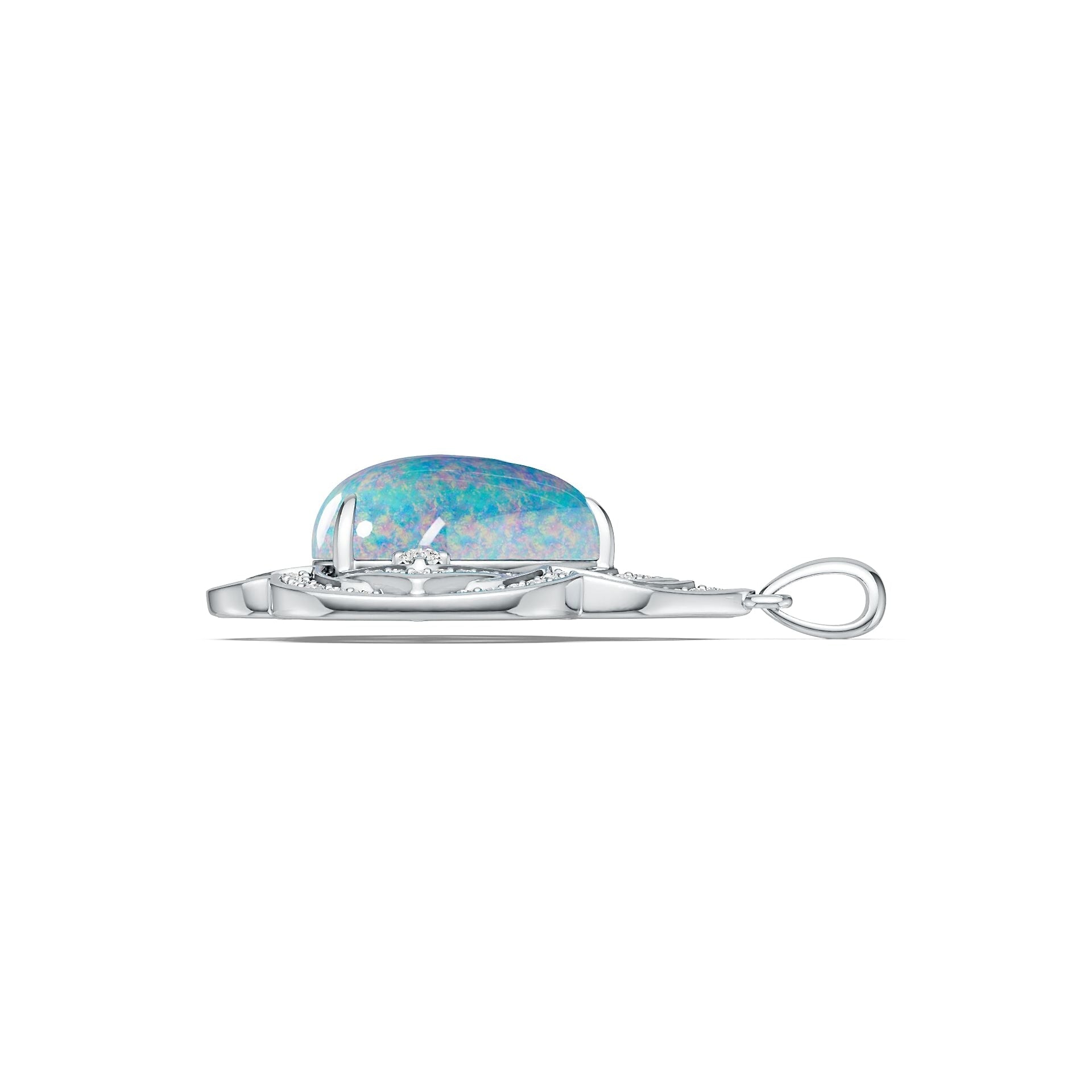 Platinum Semi Mount Pendant Setting Pear PE 17X12mm Cabochon Diamond Accent DHJ