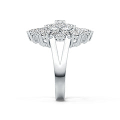 Sterling Silver Ring with White Topaz or Moissanite Cluster Cocktail Flower Theme DHJ