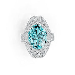 14K Gold Semi Mount Ring Setting Oval OV 17X12mm with White Topaz Diamond Accent DHJ