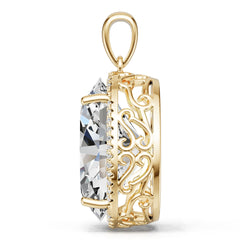 14K Gold Semi Mount Pendant Setting Oval Ov 22x17mm Diamond Accent Syz Jewelry