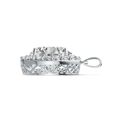 10K Gold Semi Mount Pendant Setting Round RD 15.5mm Halo Moissanite Accent DHJ