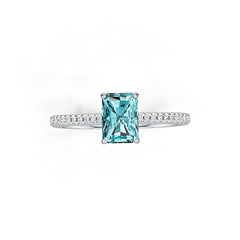 10K Gold Semi Mount Ring Setting Emerald OCT 7X5mm with White Topaz Moissanite Accent DHJ
