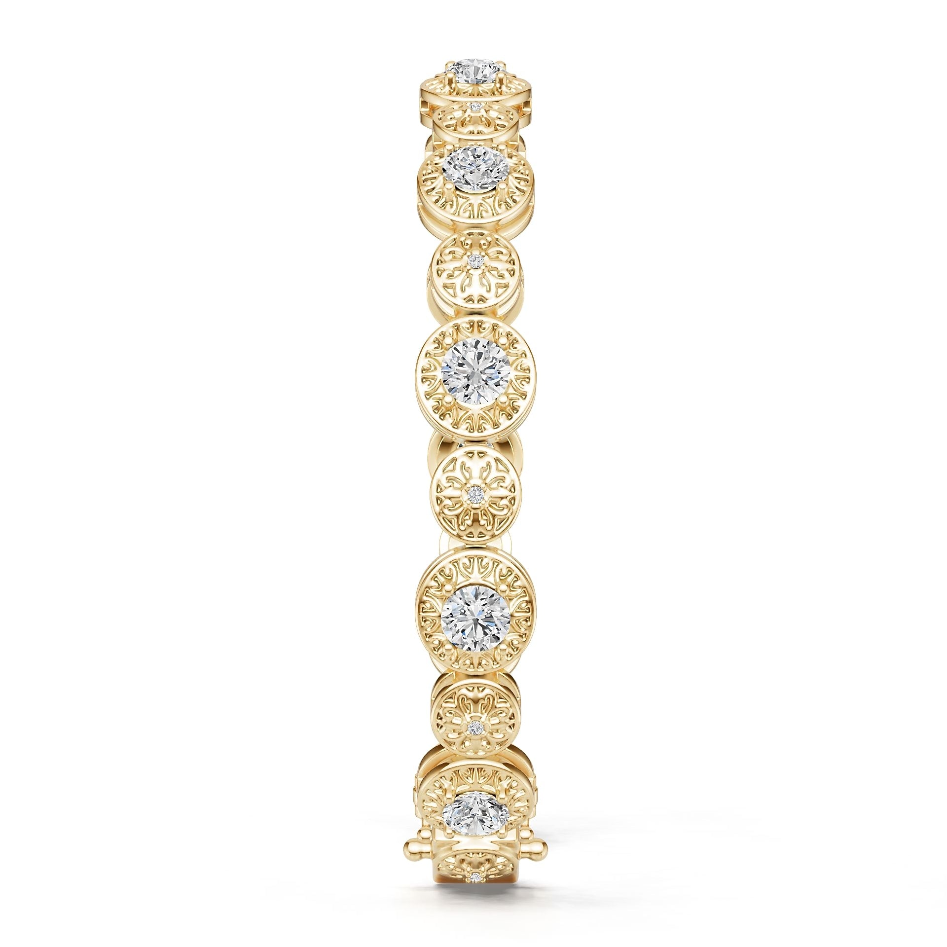 14K Gold Semi Mount Bracelet Setting Round Ro 5x5mm Diamond Accent Syz Jewelry