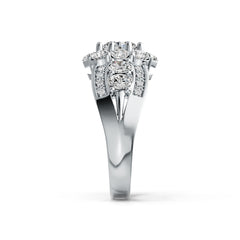 Sterling Silver Semi Mount Ring Setting Oval OV 7x5mm RD 3.5mm OV 4X3mm DHJ