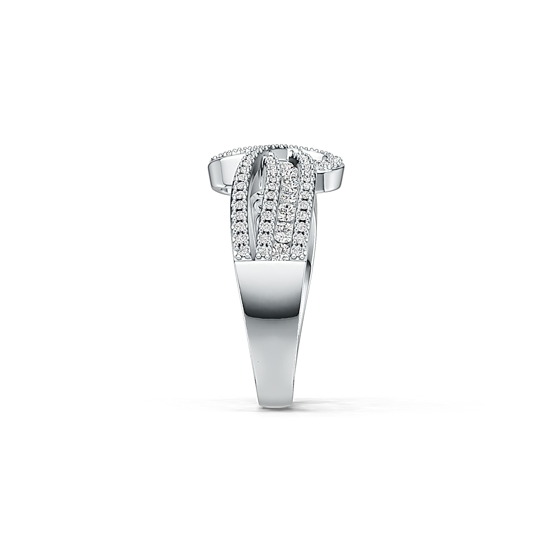 Sterling Silver Ring Bow Crossover Theme with White Topaz or Moissanite - Syzjewelry