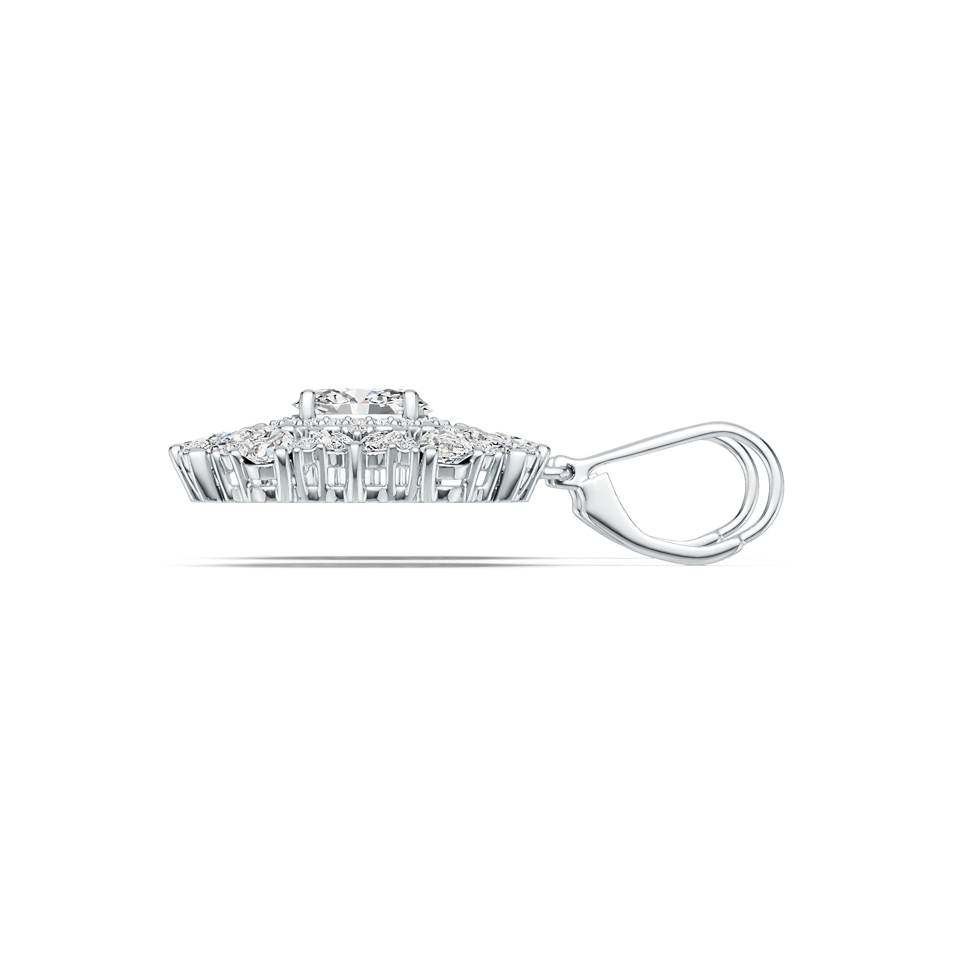 18K Gold Semi Mount Earrings Setting Oval OV 8X6mm MQ 4X2mm MQ 5X2.5mm PE 4X3mm Diamond Accent DHJ