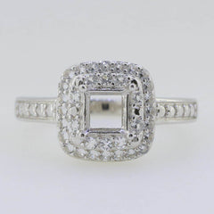 18K Gold Semi Mount Ring Setting Princess SQ 5X5mm Diamond Accent Syzjewelry