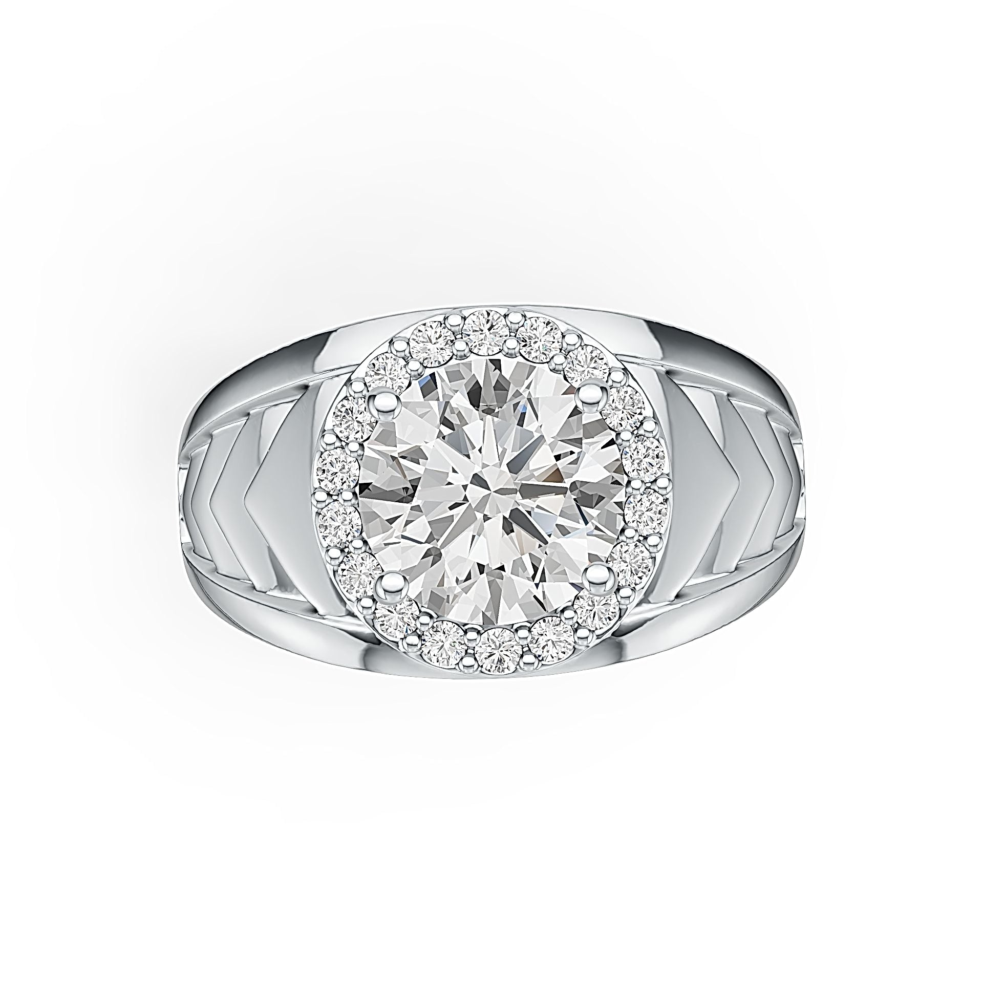 Platinum Semi Mount Ring Setting Round RD 8X8mm Halo Diamond Accent DHJ