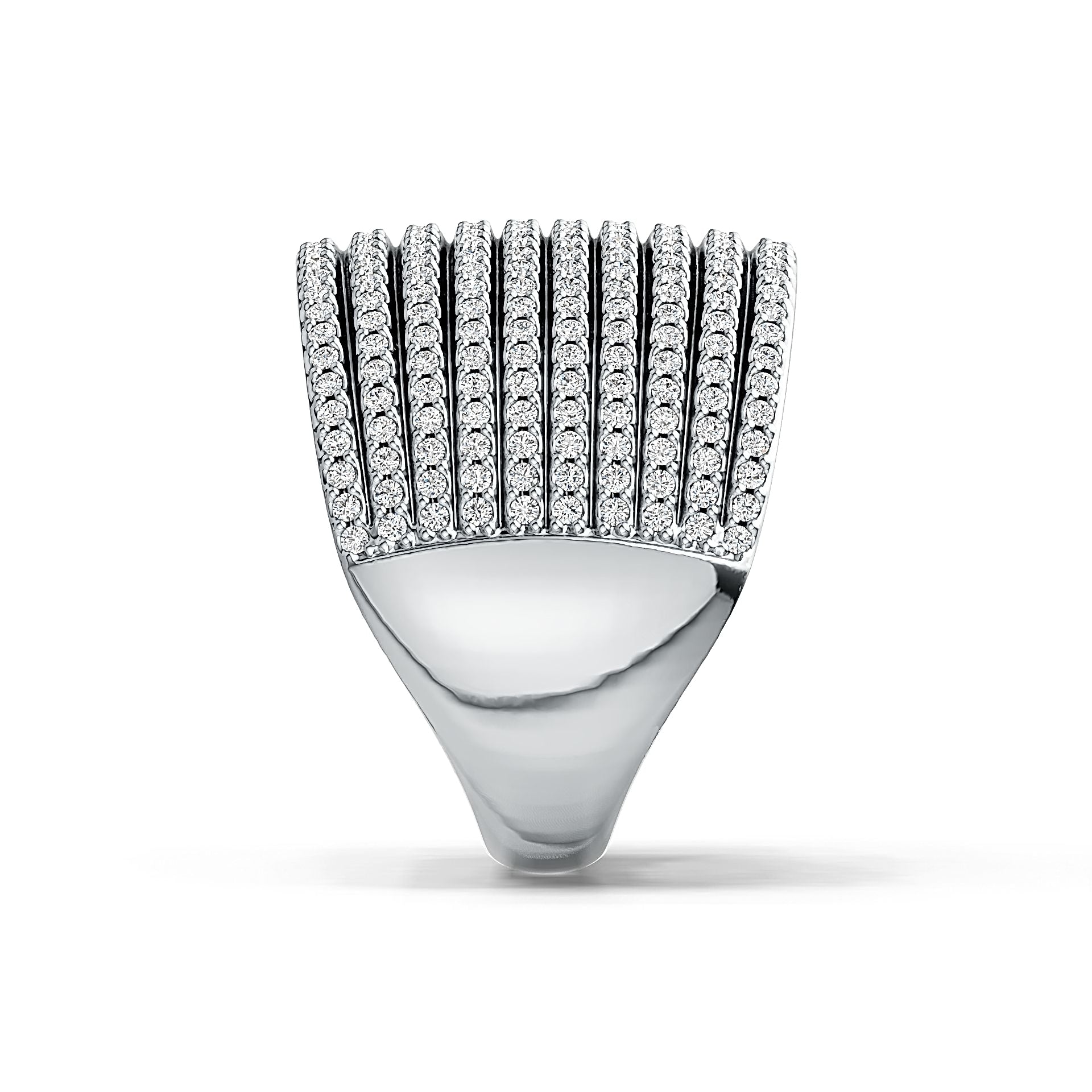 Sterling Silver Multi-Row Band Ring with White Topaz or Moissanite DHJ