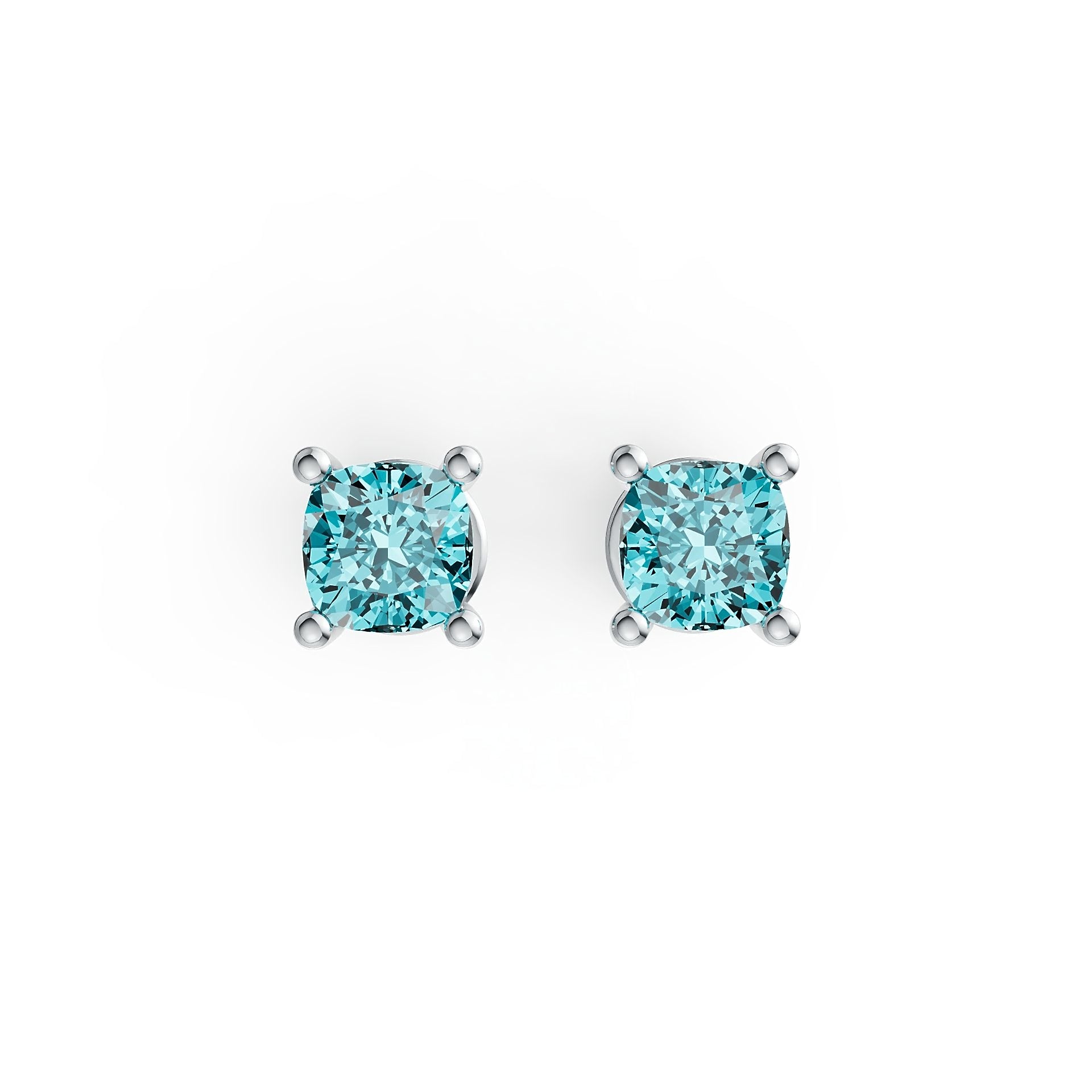 Platinum Semi Mount Earrings Setting Cushion CU 4x4mm DHJ