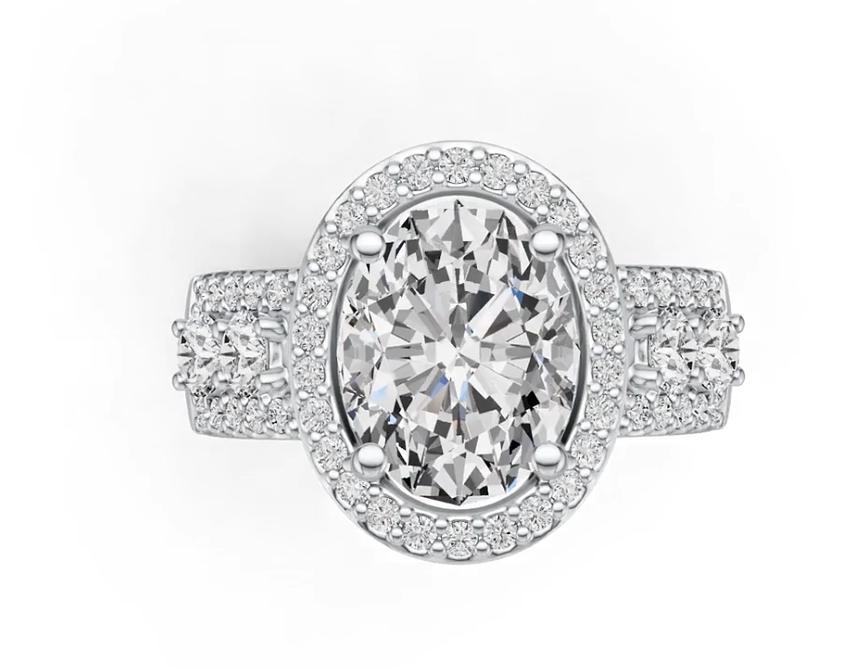 Platinum Semi Mount Ring Setting Oval OV 10X8mm Diamond Accent DHJ