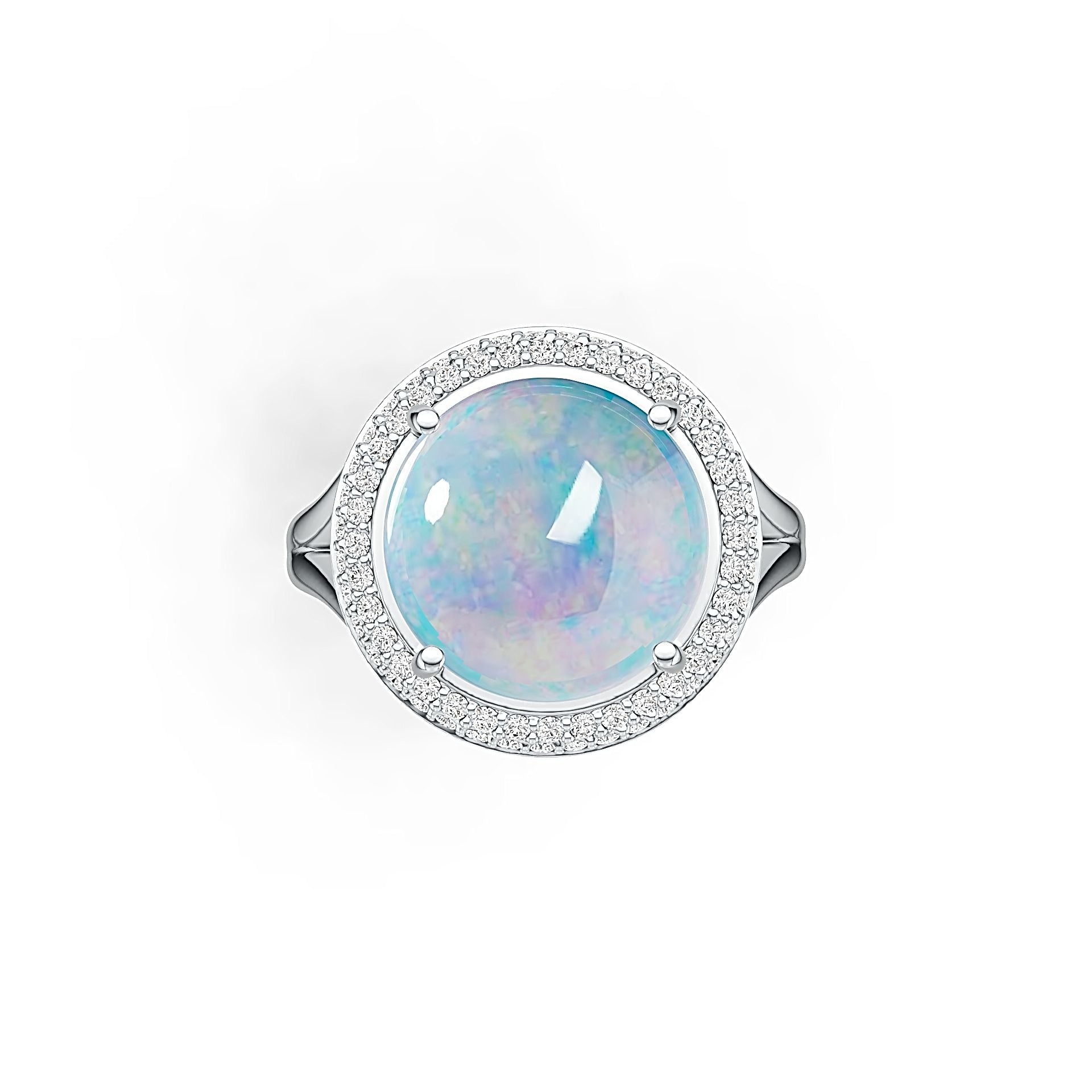 18K Gold Semi Mount Ring Setting Round RD 12x12mm Cabochon Diamond Accent DHJ