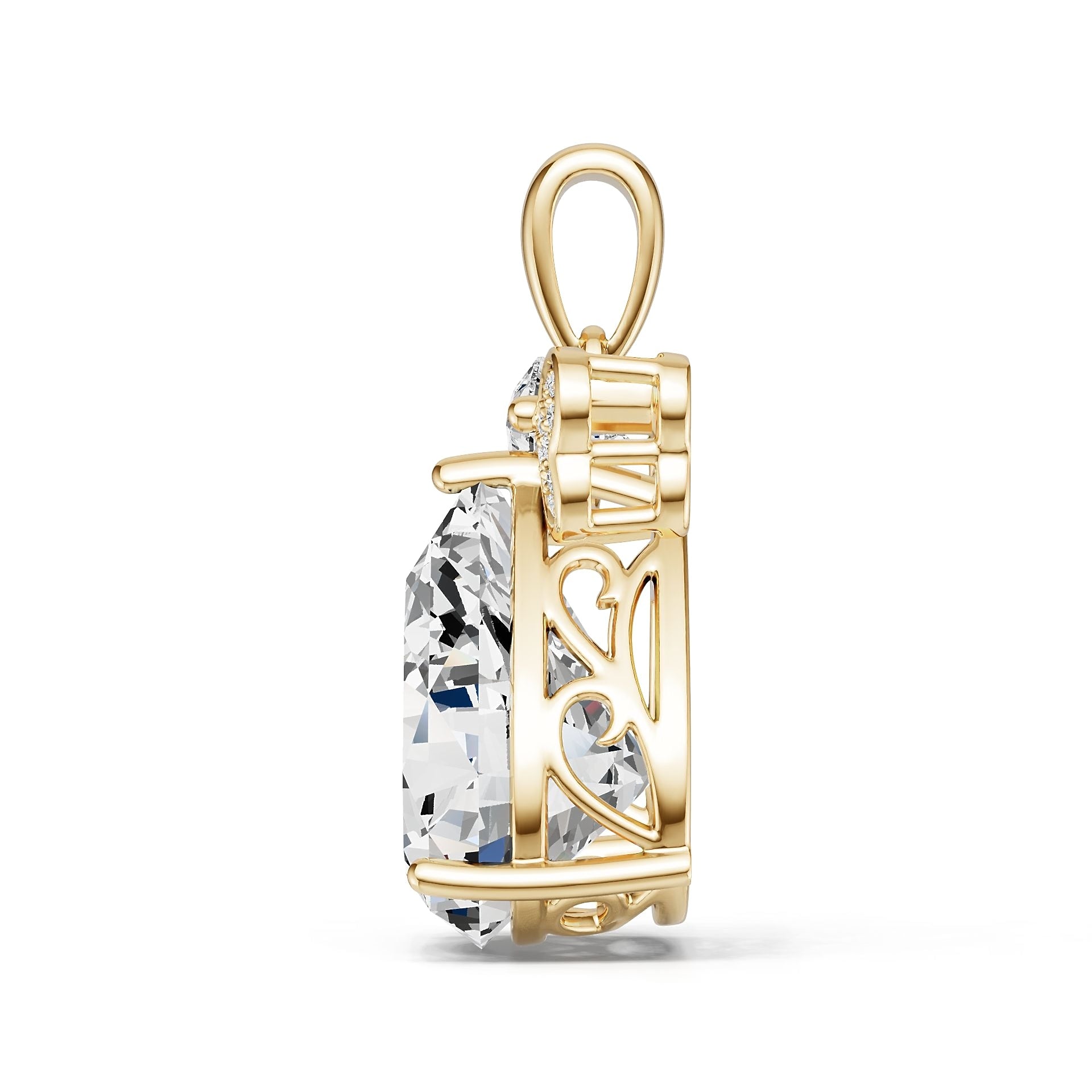 Platinum Semi Mount Pendant Setting Pear Pe 16x12mm Diamond Accent Syz Jewelry