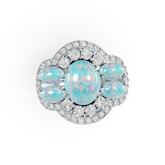 Platinum Semi Mount Ring Setting Oval OV 10X8mm OV 6X4mm Cabochon Diamond Accent DHJ
