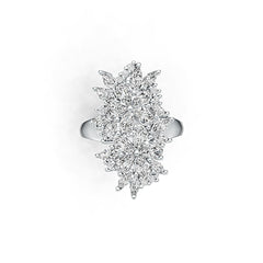18K Gold Cluster Ring Floral Theme with White Topaz or Moissanite Diamond Accent DHJ