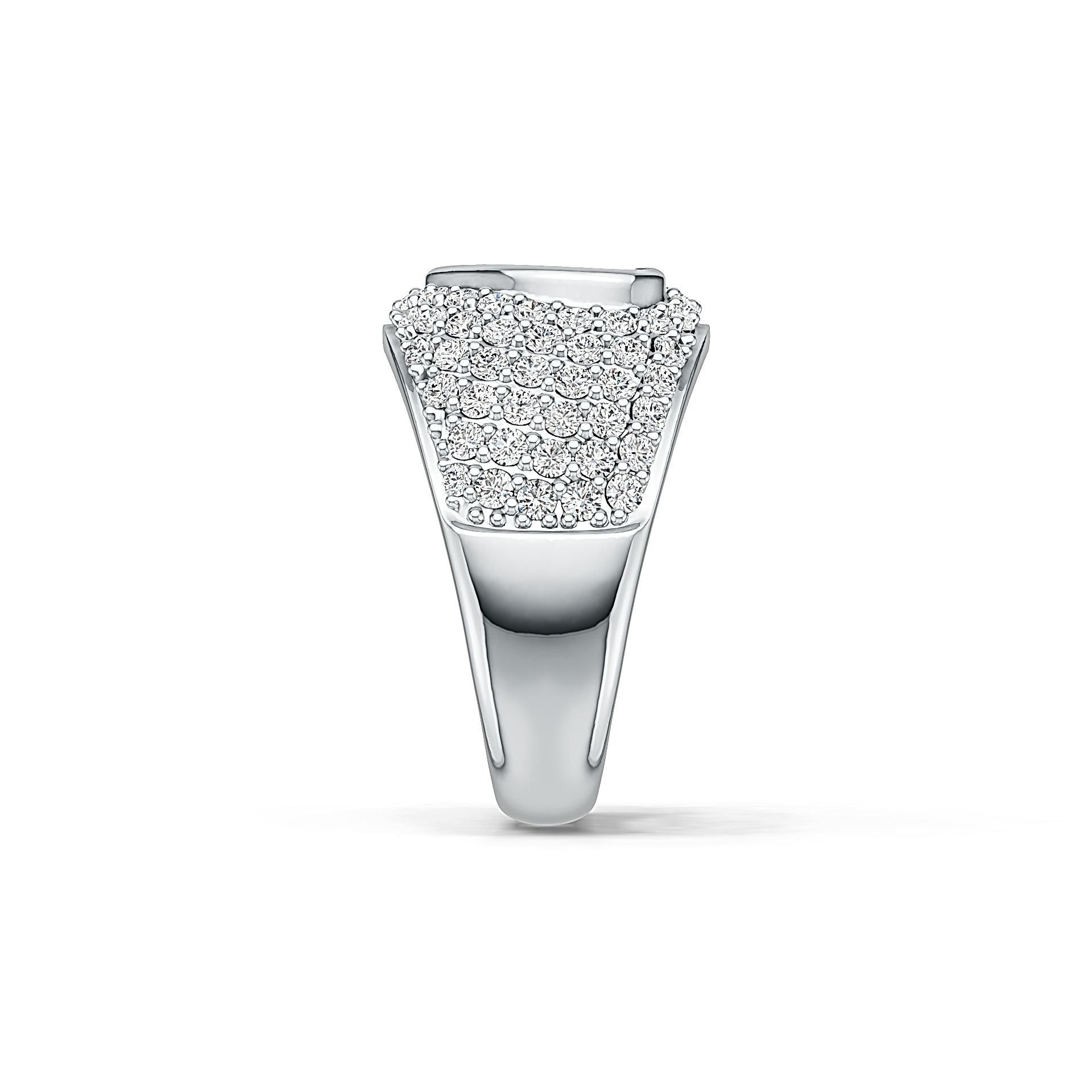 Sterling Silver Pave Ring Heart Theme with White Topaz or Moissanite - Syzjewelry