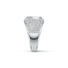 Sterling Silver Pave Ring Heart Theme with White Topaz or Moissanite - Syzjewelry