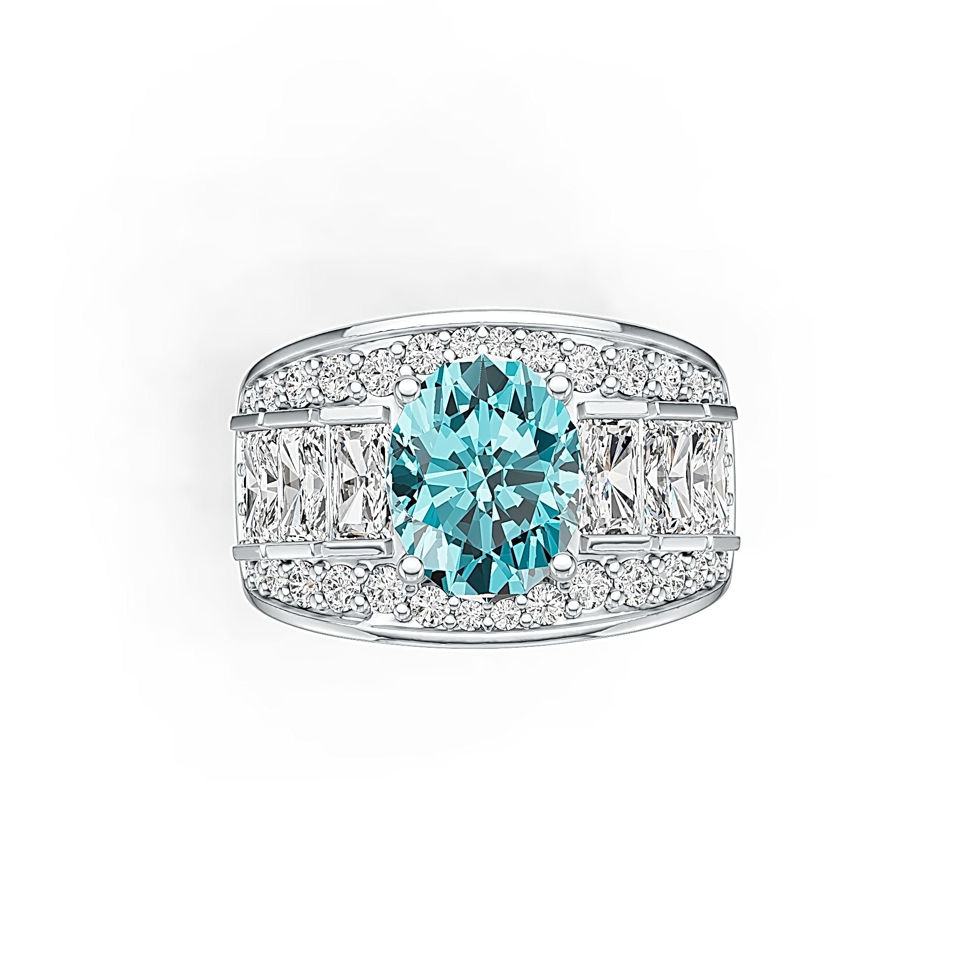 10K Gold Semi Mount Ring Setting Oval OV 10x8mm Emerald OCT 5x3mm Moissanite Accent DHJ