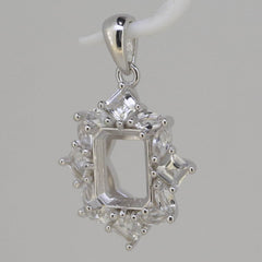 14K Gold Semi Mount Pendant Setting OCT 9x7mm W/ Diamond Accent Syzjewelry