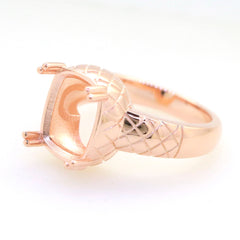 Art Deco 10K Gold Semi Mount Ring Setting CU Cushion 12x10mm Syzjewelry