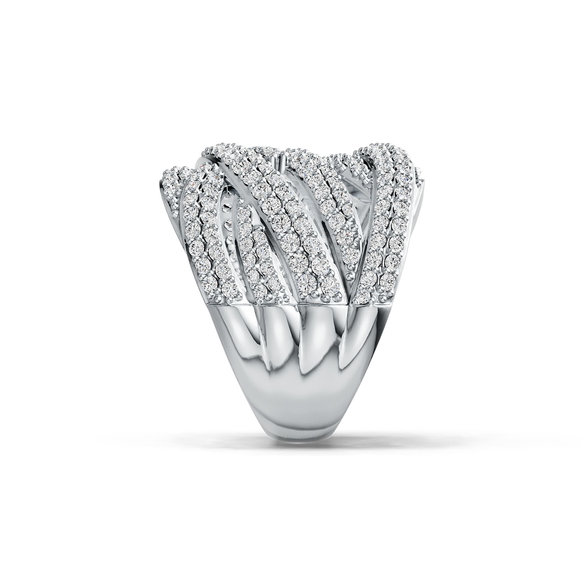 Sterling Silver Ring Multi-Row Crossover with White Topaz or Moissanite DHJ