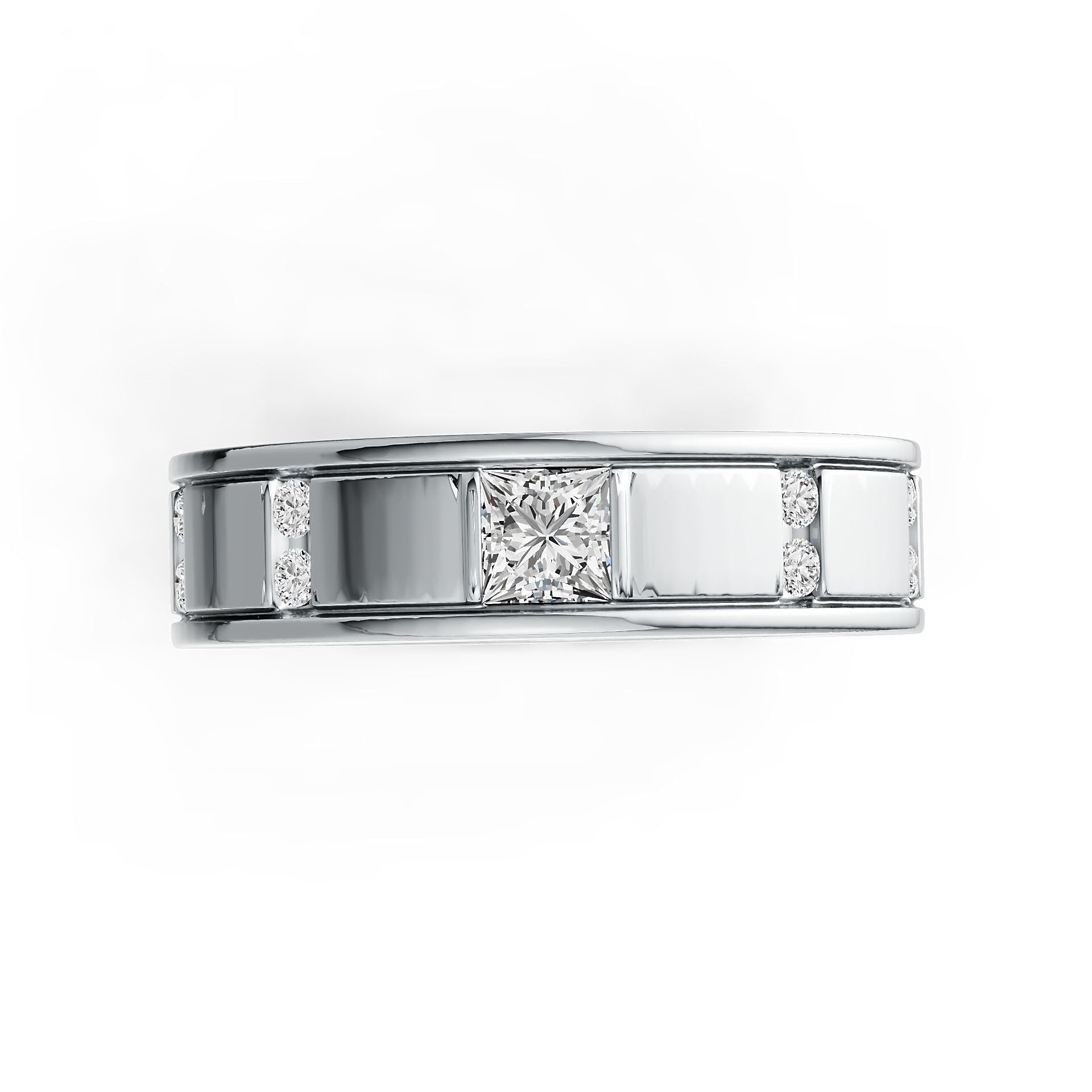 14K Gold Semi Mount Ring Setting Princess SQ 4X4mm Men's Ring Diamond Accent DHJ