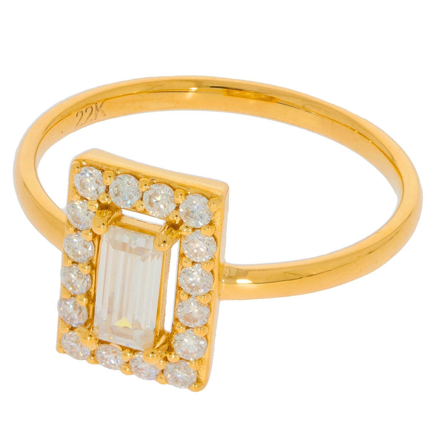 10K Gold Semi Mount Ring Setting Emerald OCT 6X3mm Minimal Moissanite Accent Syzjewelry