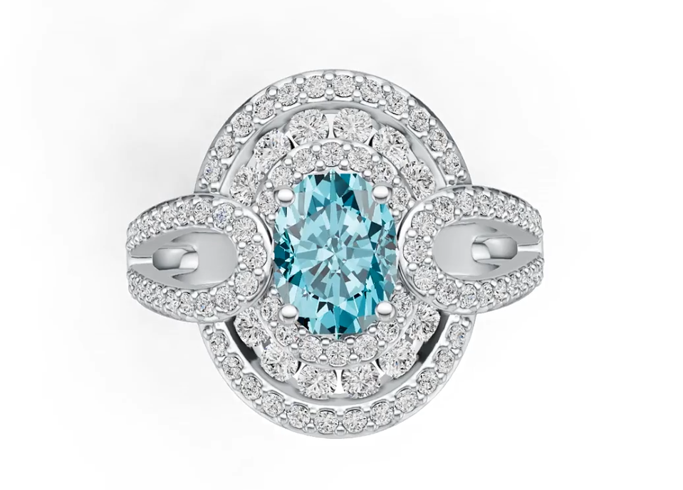 Platinum Semi Mount Ring Setting Oval OV 8X6mm Diamond Accent DHJ