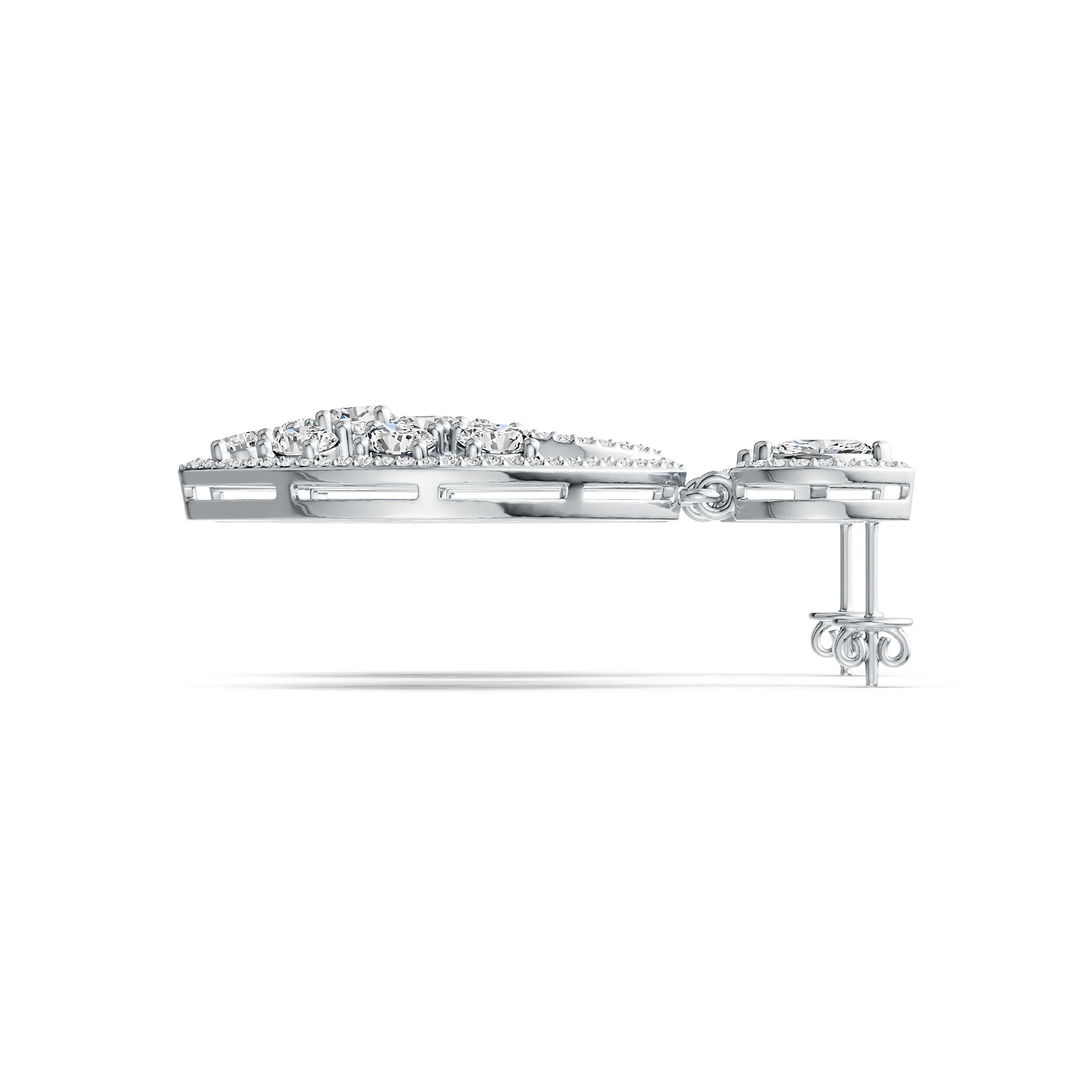 Platinum Semi Mount Earrings Setting Marquise MQ 6X3mm OV 4X3mm Diamond Accent DHJ